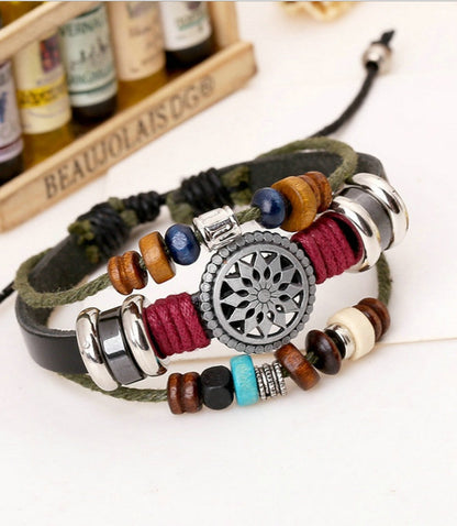new retro multi-layer beaded bohemian bracelet manufacturers supply hand-woven leather bracelet wholesale 15195548077452