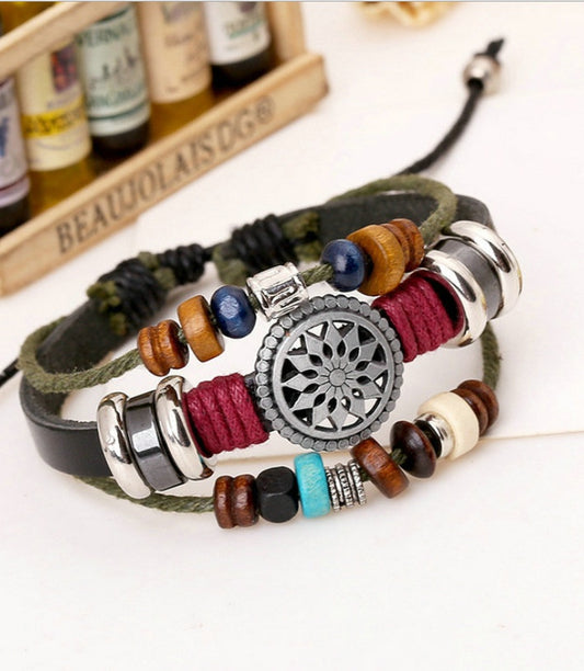 new retro multi-layer beaded bohemian bracelet manufacturers supply hand-woven leather bracelet wholesale 15195548077452