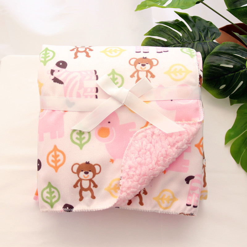 Baby thick double-layer coral fleece blanket 1522389513105