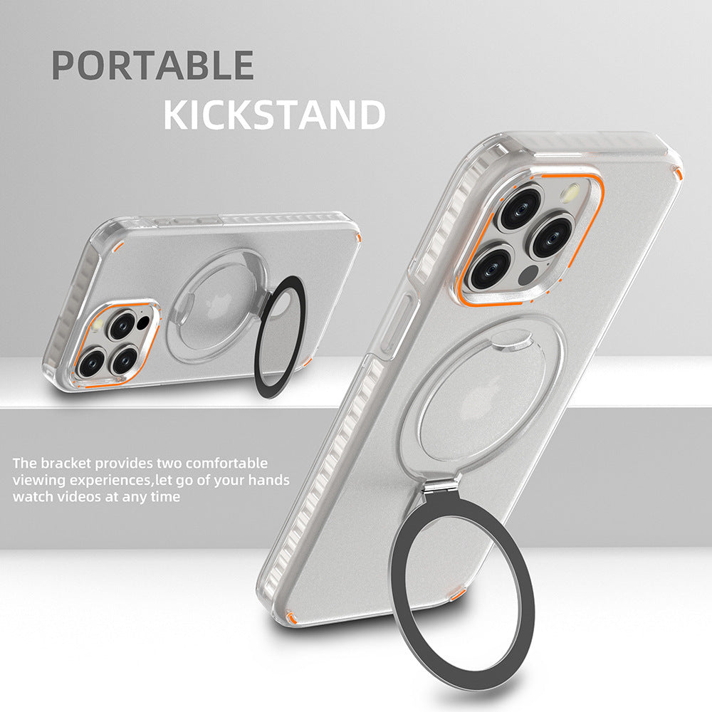 New Colorful Magnetic Bracket Phone Case With Holder Stand Cover For Magesafe Magnetic Transparent Wireless Charge Case For P