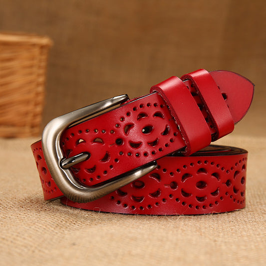 Women's hollow leather belt 15250746077317