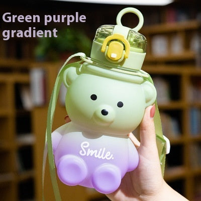 Cute Gradient Little Bear Cartoon Straw Plastic Cup 152e1bcb 5c8b 45dc aaa0 04dda1f49641