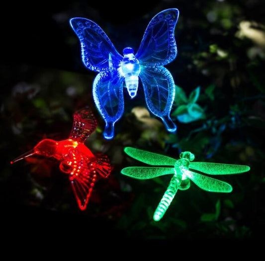 Led Solar Garden Light, Changing Color In The Water Impermeable Outer Dragonfly Butterfly  Bird Road To Garden Solar Led Lawn