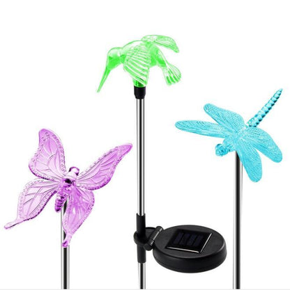 Led Solar Garden Light, Changing Color In The Water Impermeable Outer Dragonfly Butterfly  Bird Road To Garden Solar Led Lawn