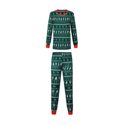 Christmas Print Contrast Color Parent-child Home Service Suit 153f7baf a323 422a b1dd 43bdf12f6d2d