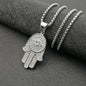 European And American Titanium Steel Gold Plated Diamond Hand Of Fatima Pendant Necklace 154255a9 a40f 4496 b32f 6d656ebf020f