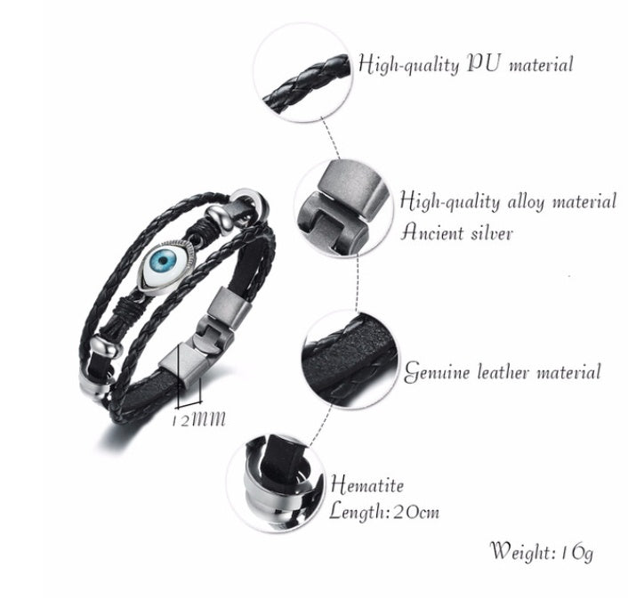 Alloy lucky figure 8 leather bracelet 1542601147651