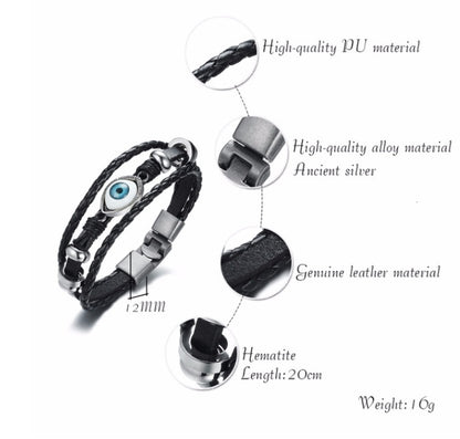 Alloy lucky figure 8 leather bracelet 1542601147651