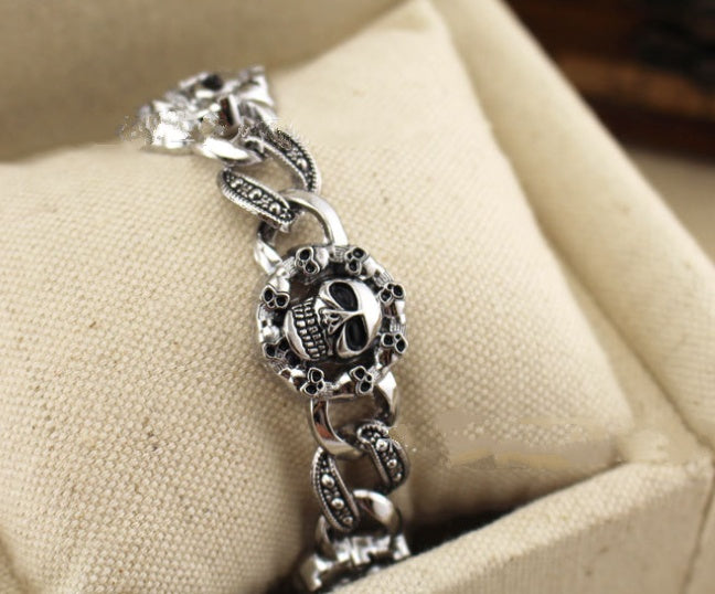 European and American rock band personality punk jewelry men's metal bracelet round skull 1542828190267