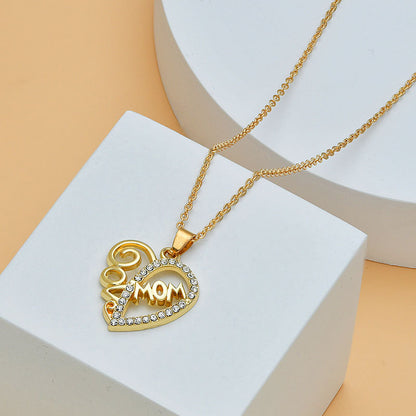 Mother's Day Mom Heart Shape With Diamond Letter Necklace For Women Fine Jewelry Women Accessories Fashion Jewelry 15433f8f 3
