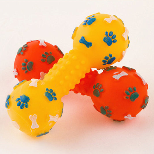 Pet Dumbbell Sound Toys Silicone Dog Toys Teeth bite 13CM Dog Training Guide Toys 1549185814 710608776