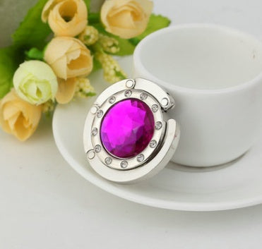 Fashion ladies crystal bag hook personality purple diamond metal bag hook 1553082550227