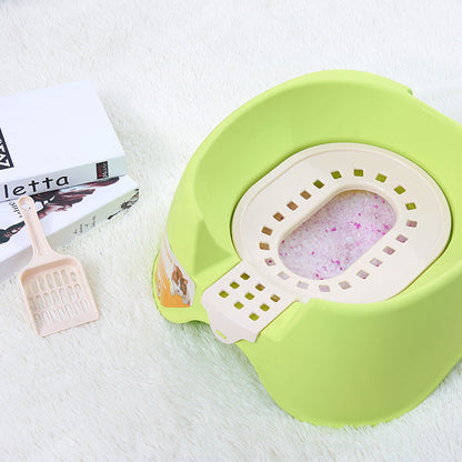 Spillproof Cat Litter Pan Semi-enclosed Oversize  Cat Toilet 1556824862025
