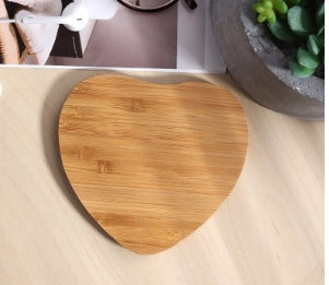 Natural Heart Shape Bamboo Wireless Charger Charging Pad For - 图片 3
