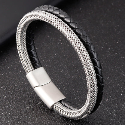 Men's multi-layer braided leather bracelet 1558545974266