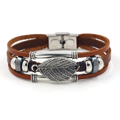 Stainless steel buckle leather bracelet 1560891427128