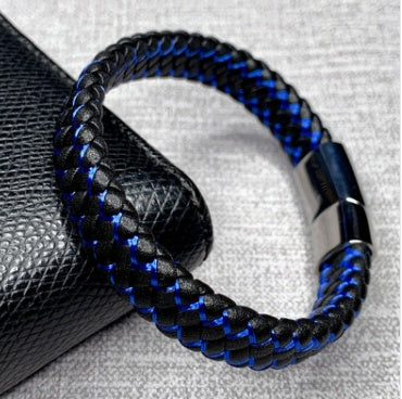 Bracelet foreign trade e-commerce trend tide section does not package explosion models men's bracelets microfiber leather bra