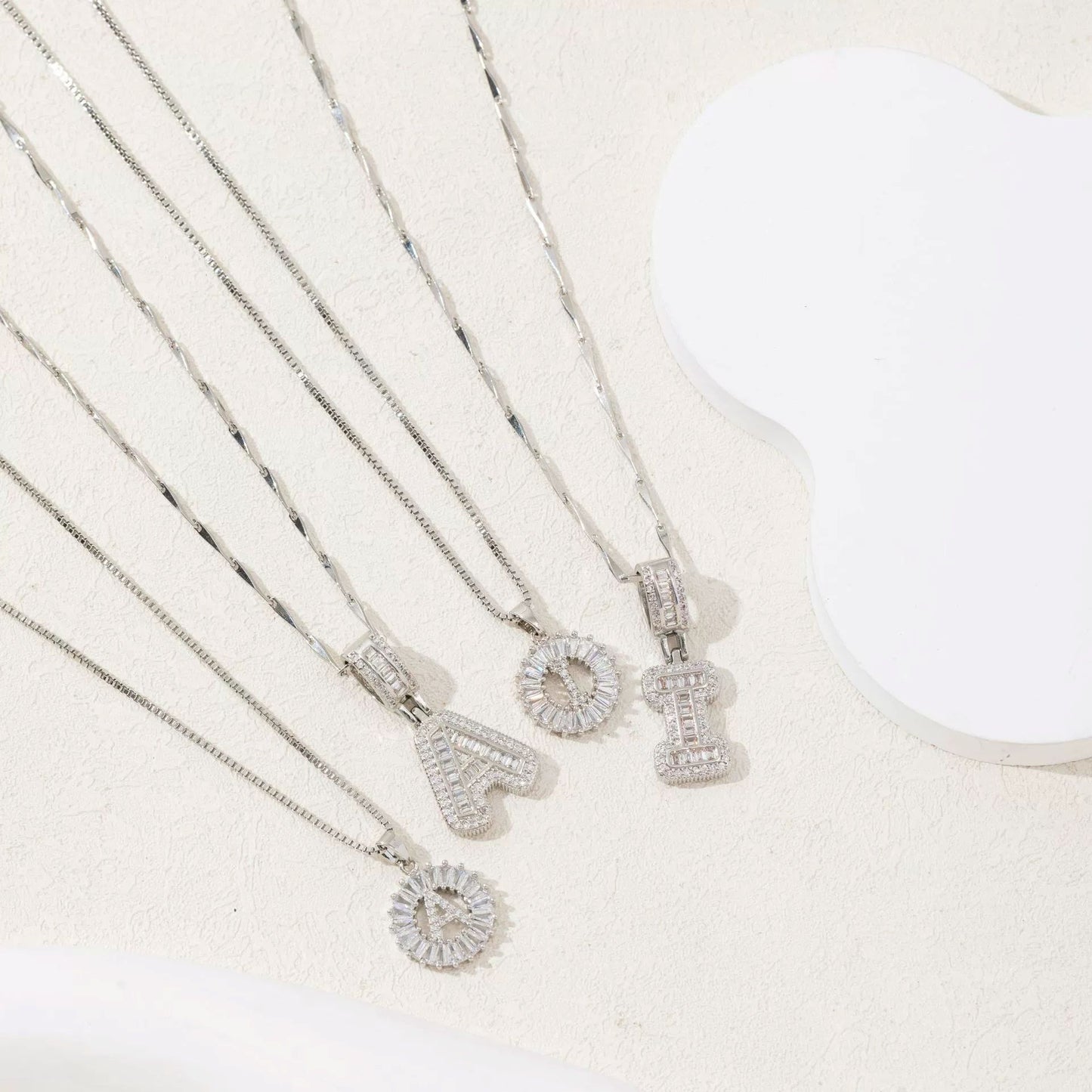 Full Diamond Rock Candy 26 Letter Pendant Necklace Copper Inlaid Zirconium Round Flower Letter Suit 156ca0f4 62bc 4369 bdbf 4