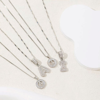 Full Diamond Rock Candy 26 Letter Pendant Necklace Copper Inlaid Zirconium Round Flower Letter Suit 156ca0f4 62bc 4369 bdbf 4