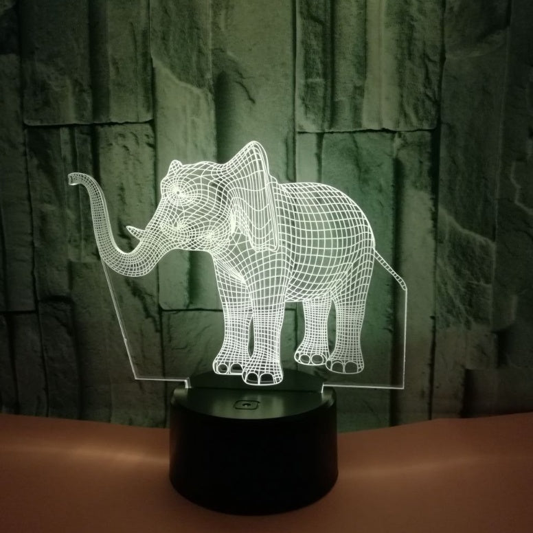 New elephant 3D light Colorful touch 3D LED visual light Gift decoration 3D small table lamp 1577225541327