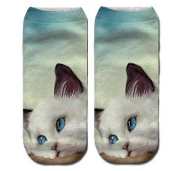 Popular Funny Unisex Short Socks 3D Cat Printed Anklet Socks Casual Socks 1579953095857