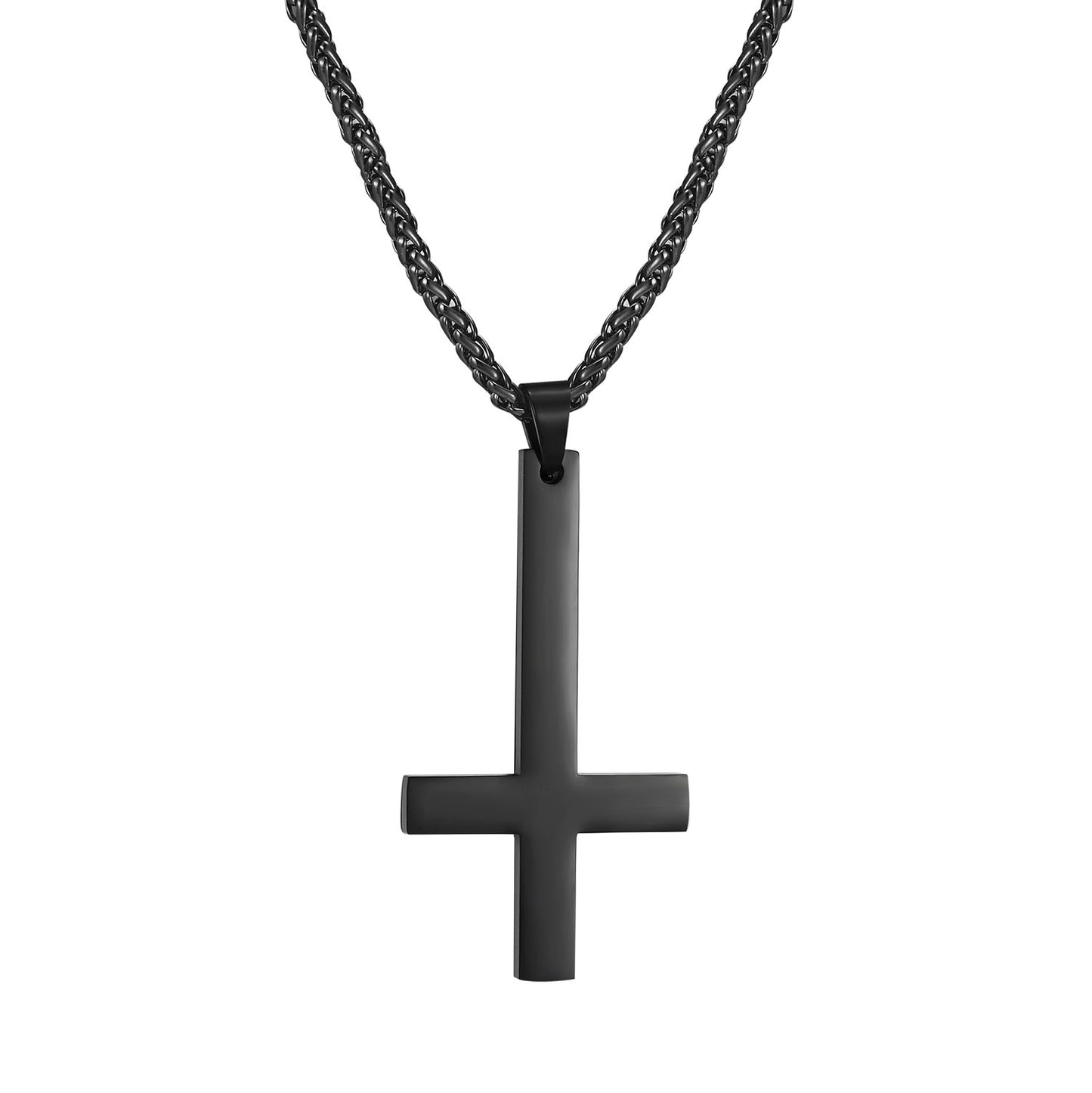 Titanium steel smooth cross necklace pendant 1582119840195