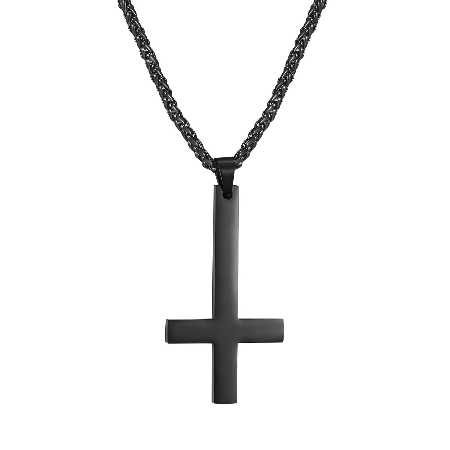 Titanium steel smooth cross necklace pendant 1582119840195