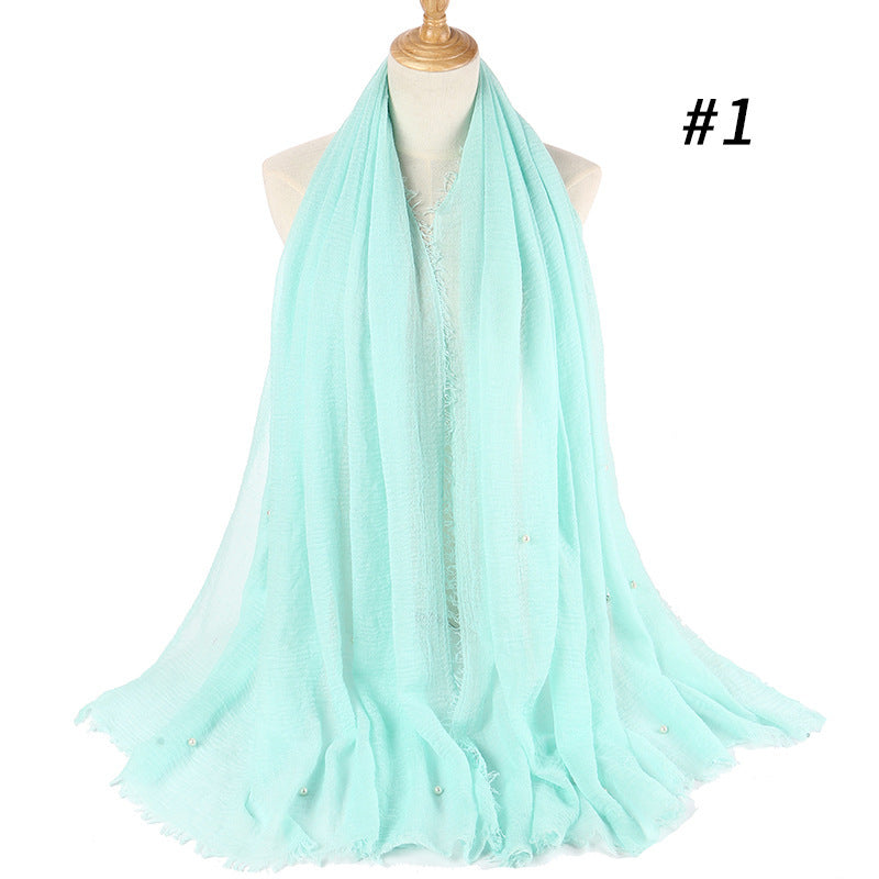 Cotton and linen crumpled monochrome scarf 158610908436