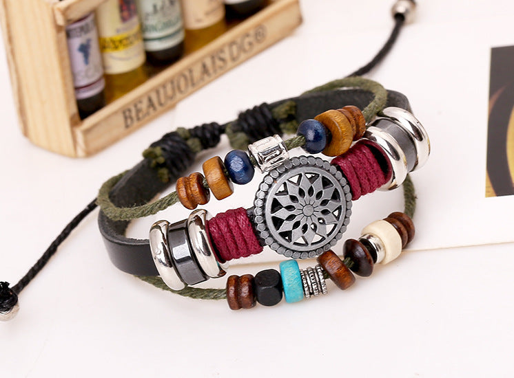 new retro multi-layer beaded bohemian bracelet manufacturers supply hand-woven leather bracelet wholesale 1587629477 13760023
