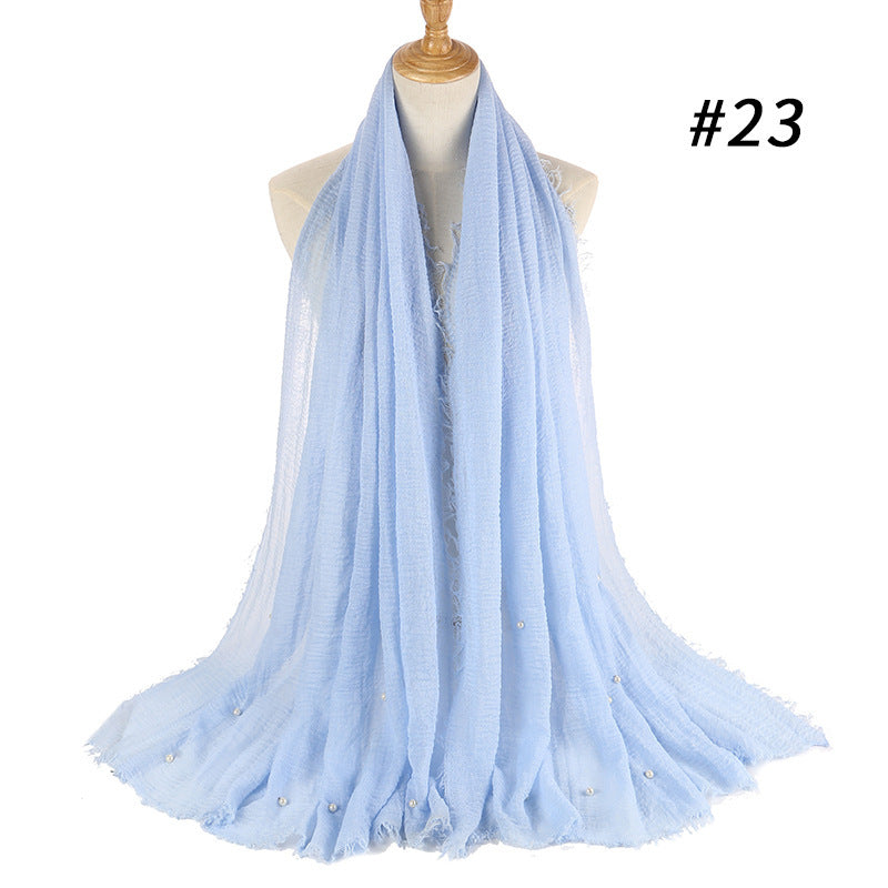 Cotton and linen crumpled monochrome scarf 1593502267278