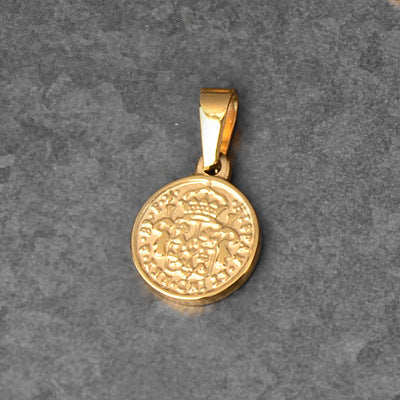 Roman Statue Gold Coin Wheat Ear Round Necklace Single Pendant 159d7550 d9b2 40a9 922e e7865d04892e