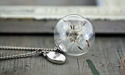 Vintage Handmade Fashion Dandelion Seed Glass Necklace