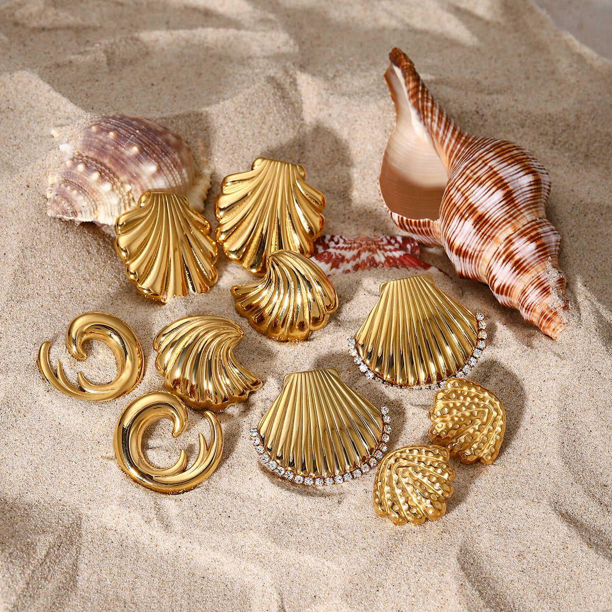 Shell Stainless Steel Beach Wind Titanium Steel Earrings 15aad4ba 806a 43b9 b69f e0afad13469d