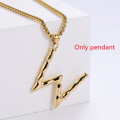 Three-dimensional 26 English Letter Pendant Necklace Fashion Jewelry Titanium Steel Couple Ornament 15b62307 3fee 40d2 bf46 a