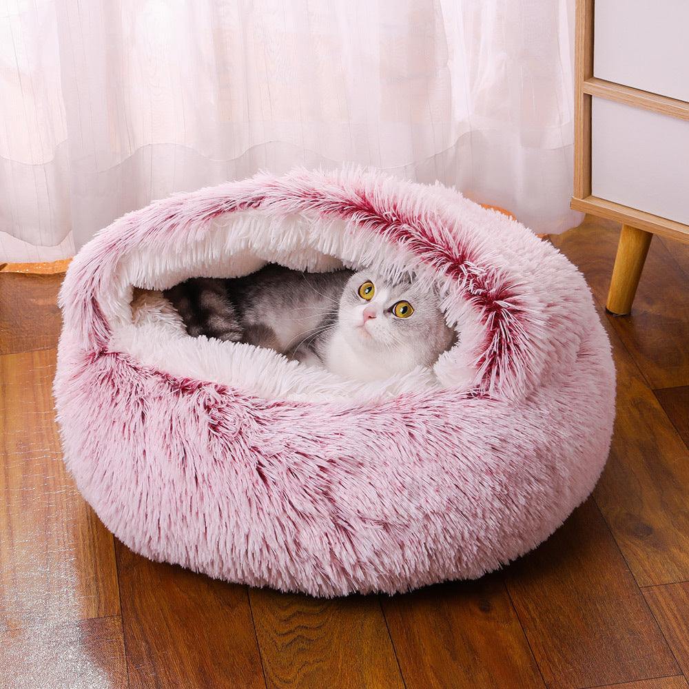 Deep Sleep Half-pack Semi-enclosed Dual-use Plush Round Pet Bed 15caf32b a205 442c 9811 76f9ca78e942