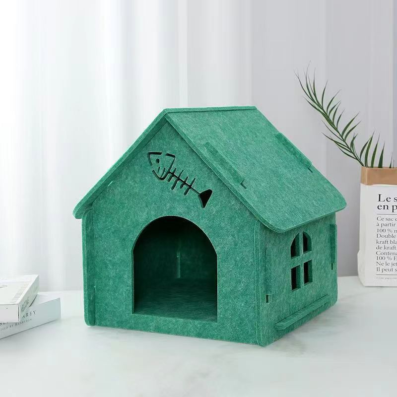Felt Cat Bed Four Seasons Universal Removable And Washable Small House Semi-closed Warm Pet Bed 15d00cb6 0a91 4b5f 8ea9 0f148