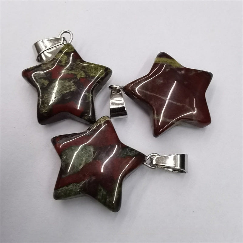 Natural Stone Crystal Agate Shuangbu Face Five-pointed Star Pendant 15d08a64 81cf 4b07 93a5 ee3f87b00207 fine