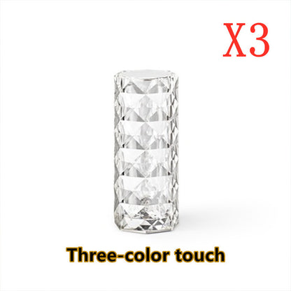 Nordic Crystal Lamp USB Table Lamps Bedroom Touch Dimming Atmosphere Diamond Night Light Rose Projector Lamp Decor 15e0069d a