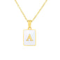Stainless Steel Square Shell 26 Letters Necklace 1612055992688 fd79ed83 d746 4af3 9898 8a9f40e36064