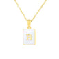 Stainless Steel Square Shell 26 Letters Necklace 1612056010239