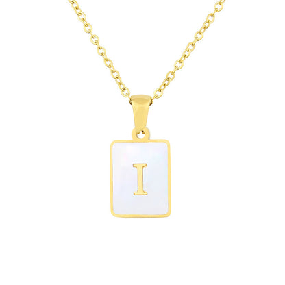 Stainless Steel Square Shell 26 Letters Necklace 1612056065560