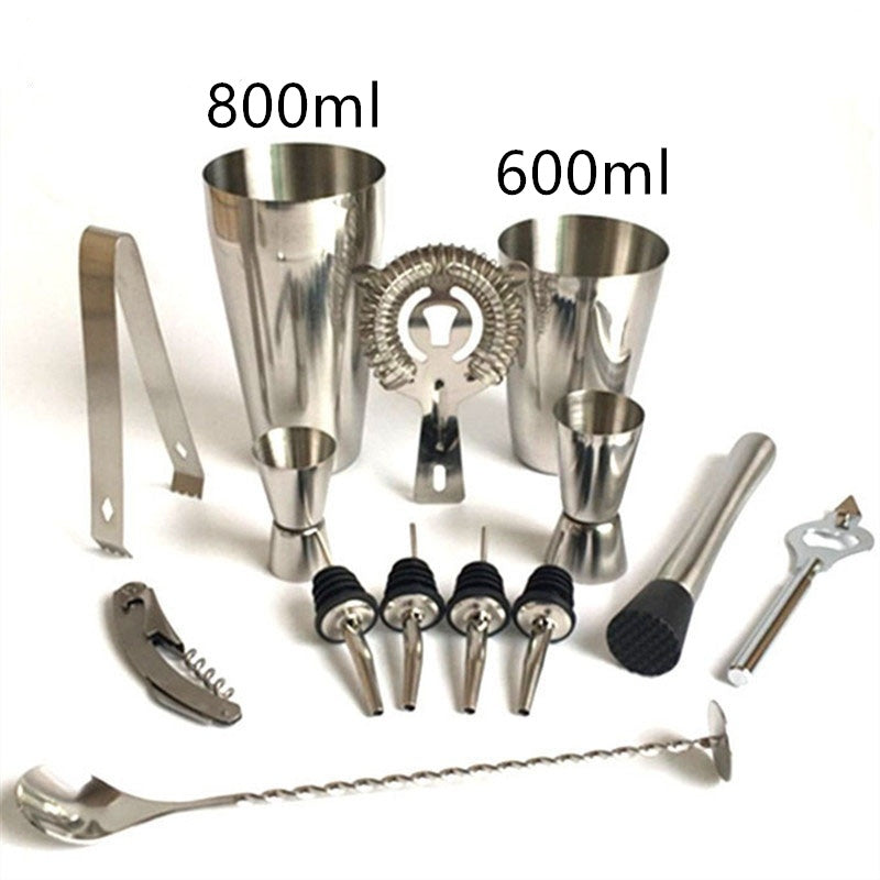Stainless Steel Cocktail Shaker  with Wooden Stand for Home Bar Party 1612072102706