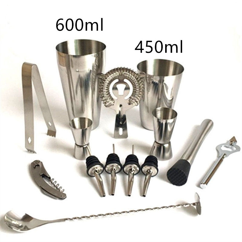 Stainless Steel Cocktail Shaker  with Wooden Stand for Home Bar Party 1612072102708