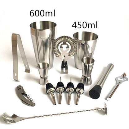 Stainless Steel Cocktail Shaker  with Wooden Stand for Home Bar Party 1612072102708