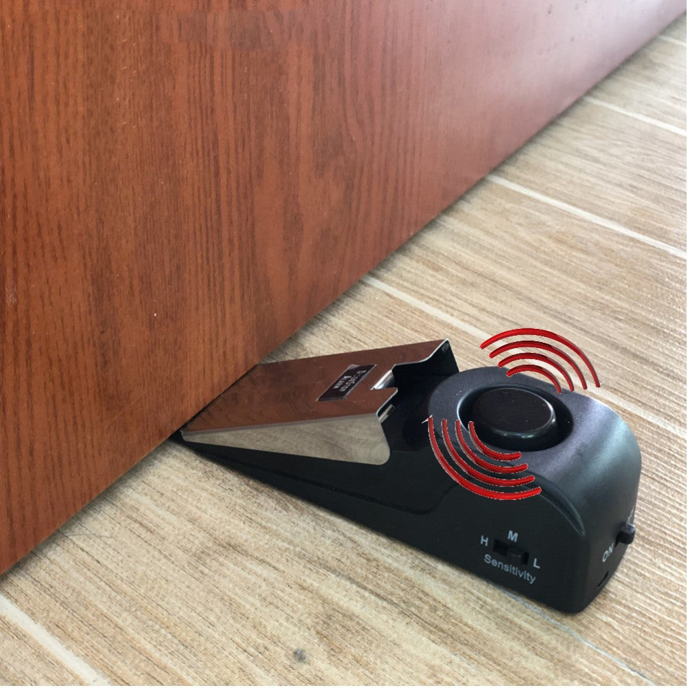 120db door stop alarm Security System Home Wedge Shaped Stopper Alert Security System Door Stop Alarm Block Blocking System - HD Wireless Product #3
