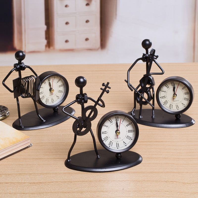 Iron Table Desk Alarm Clock With Musical Instrument Gadget Decoration Craft Gift 1612342263083
