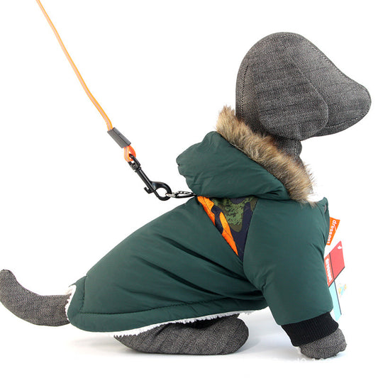 Dog Autumn And Winter Clothes Vest Hoodie Two-Legged Plush Jacket Warm Coat Jacket 1612400995275