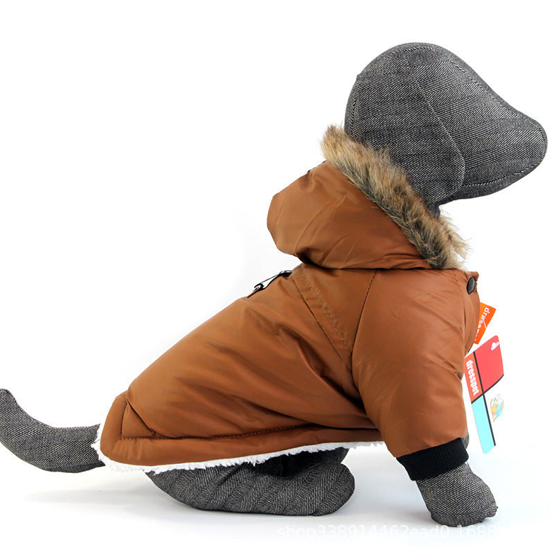 Dog Autumn And Winter Clothes Vest Hoodie Two-Legged Plush Jacket Warm Coat Jacket 1612401005697