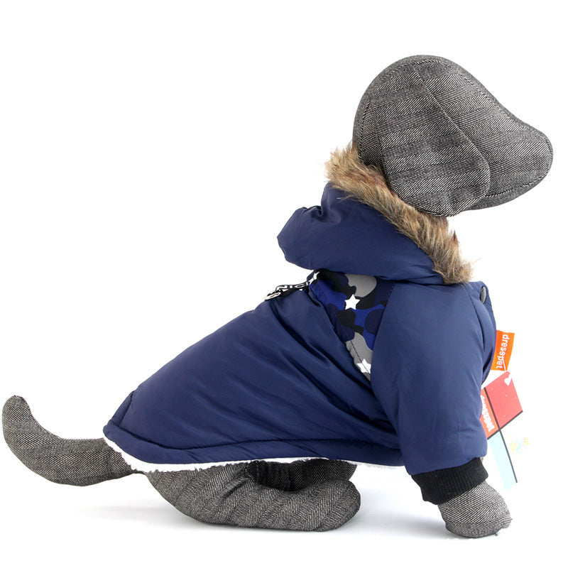 Dog Autumn And Winter Clothes Vest Hoodie Two-Legged Plush Jacket Warm Coat Jacket 1612401005710