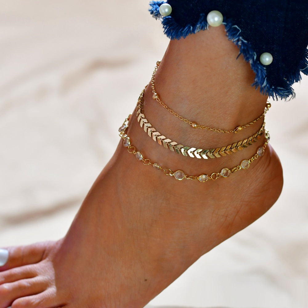 Jewelry Multilayer Popular Airplane Crystal Beach Anklet 1612438144969